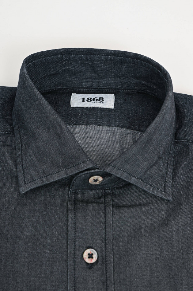 1868 Hemd in Denim-Optik in Anthrazit
