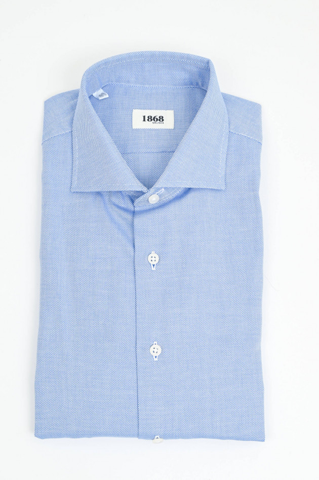 1868 Baumwollhemd in Blau/Weiß gemustert