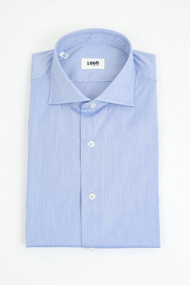 1868 Hemd aus Baumwoll-Popelin in Mittelblau meliert
