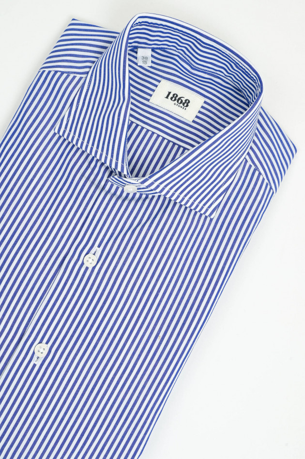 1868 Baumwollhemd mit breiten Streifen in Blau/Weiß