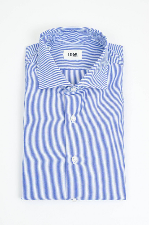 1868 Baumwollhemd mit schmalen Streifen in Blau/Weiß