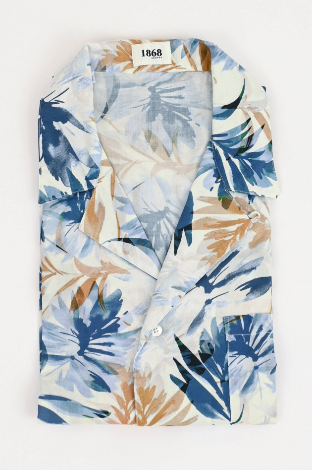 1868 Hemd im Hawaii-Look in Blau/Natur