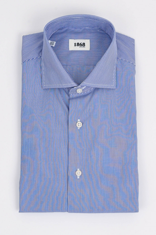 1868 Hemd aus Baumwoll-Popelin in Blau/Weiß gestreift