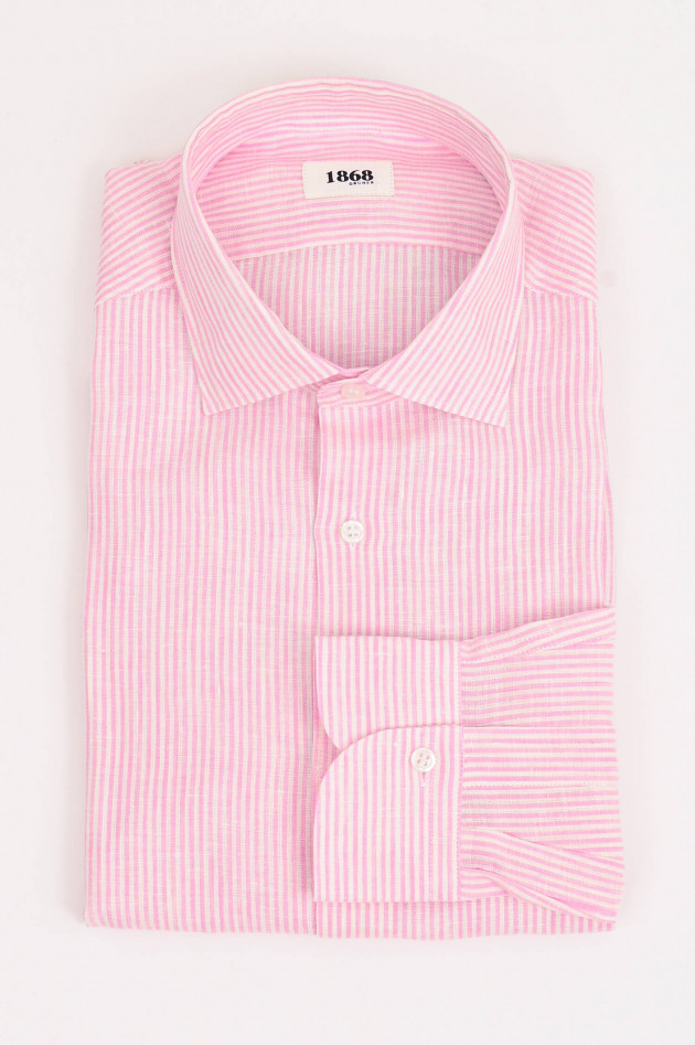 1868 Leinenhemd mit schmalen Streifen in Rosa/Weiß