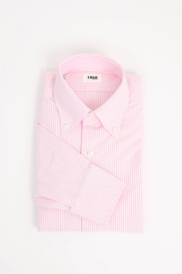 1868 Gestreiftes Oxford Hemd in Weiß/Rosa