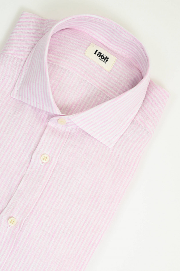 1868 Leinenhemd mit schmalen Streifen in Rosa/Weiß