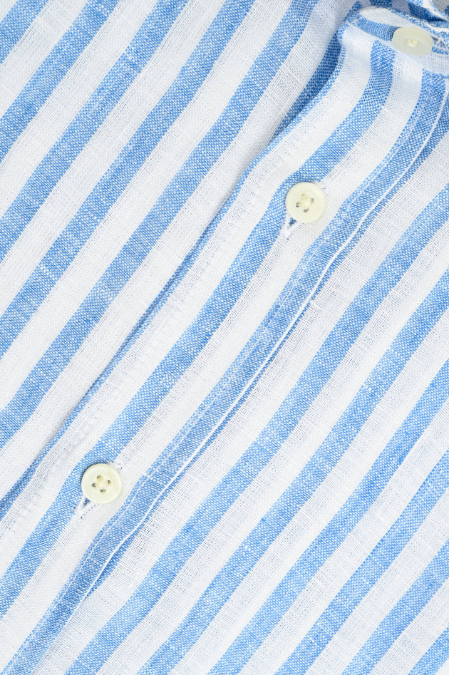 1868 Leinenhemd mit breiten Streifen in Mittelblau/Weiß