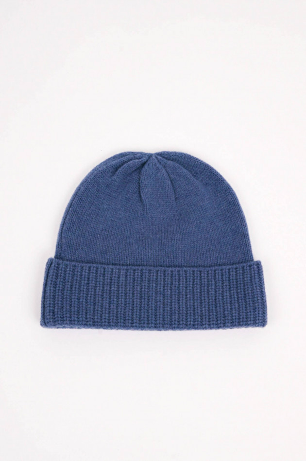 1868 Cashmere Mütze in Mittelblau meliert