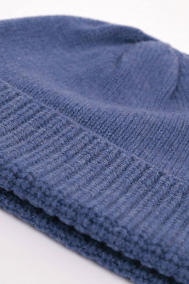 1868 Cashmere Mütze in Mittelblau meliert