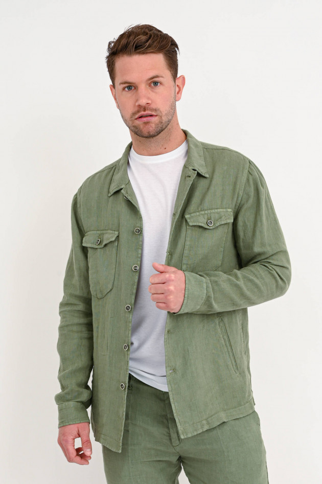 1868 Leinen-Overshirt in Oliv