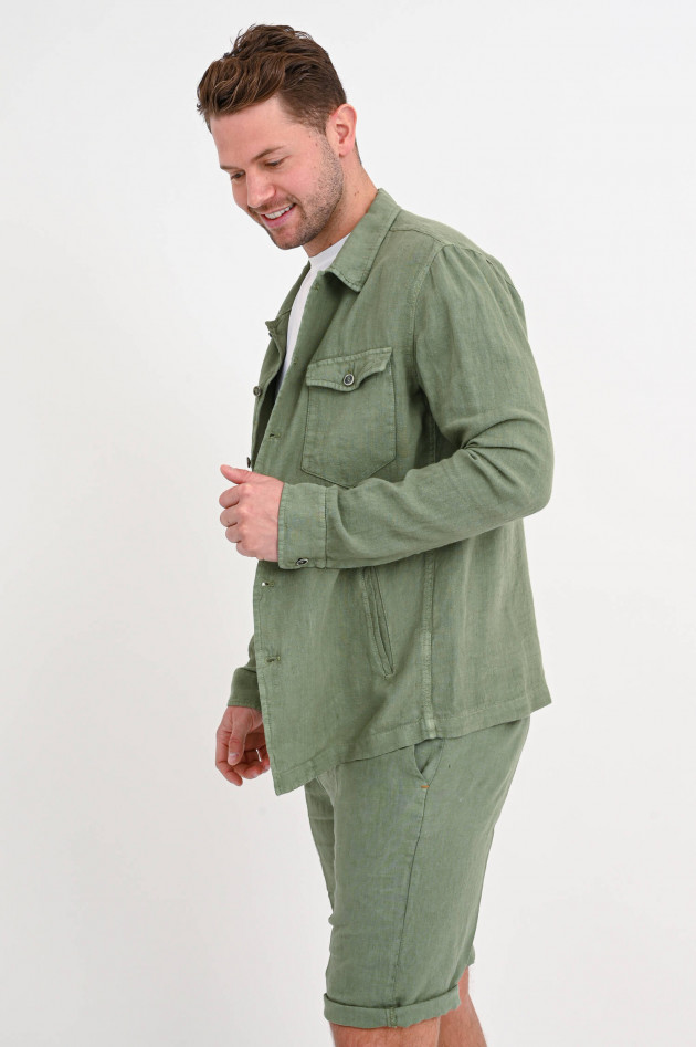 1868 Leinen-Overshirt in Oliv