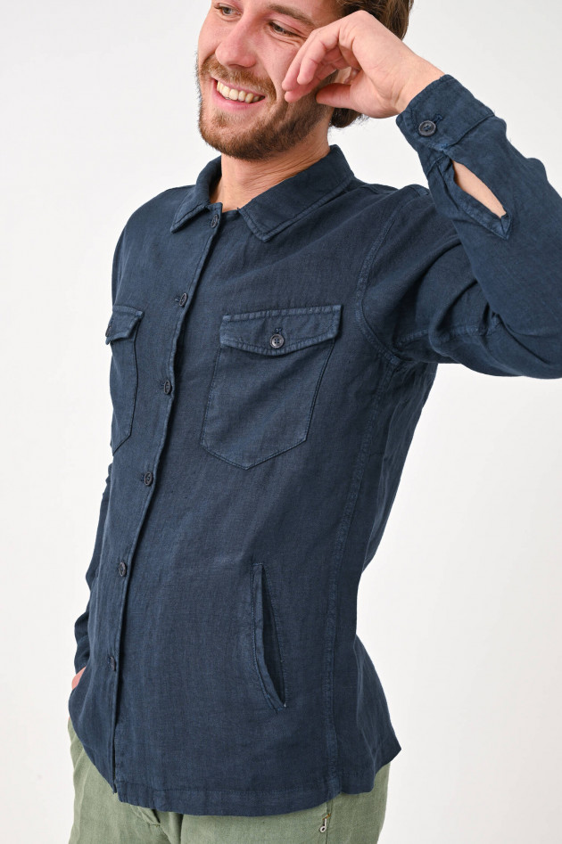 1868 Leinen-Overshirt in Navy