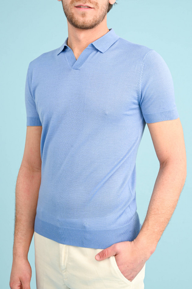 1868 Merino Polo-Shirt in Hellblau