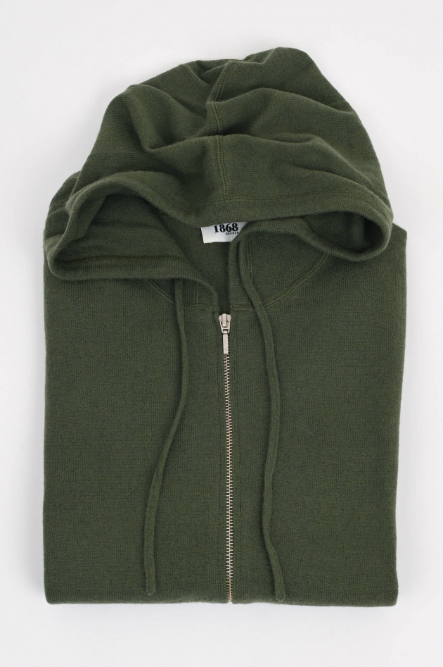 1868 Cashmere Strick-Hoodie in Dunkelgrün