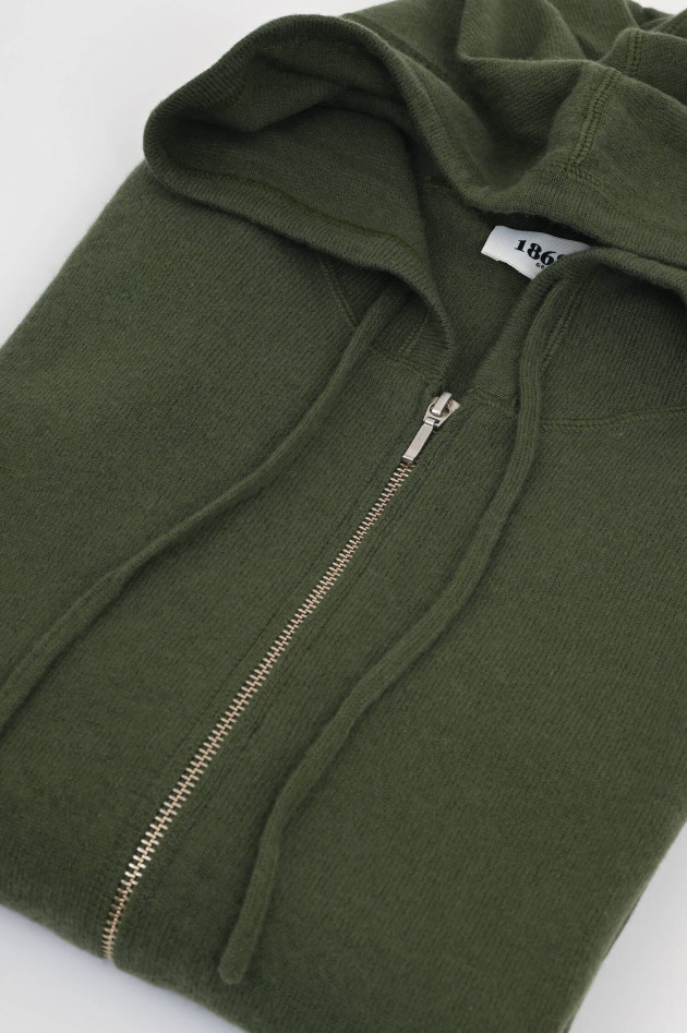 1868 Cashmere Strick-Hoodie in Dunkelgrün