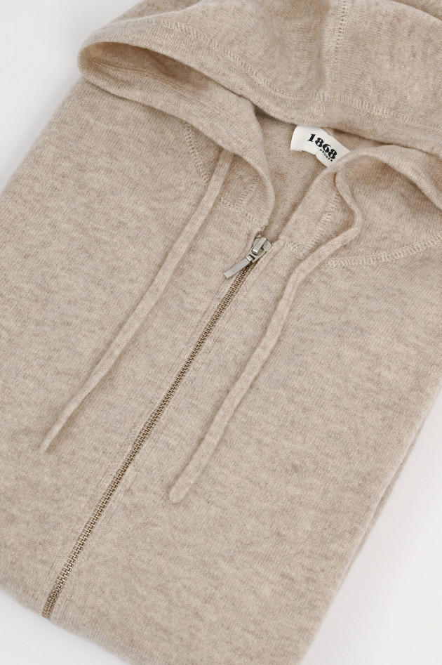 1868 Cashmere Strick-Hoodie in Beige