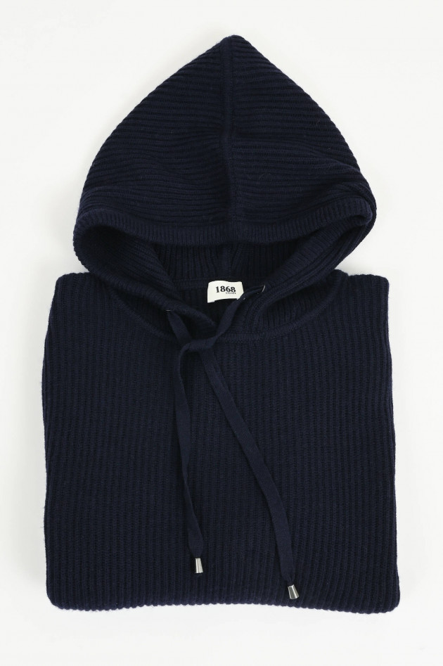 1868 Strick-Hoodie aus Woll-Cashmere-Mix in Navy