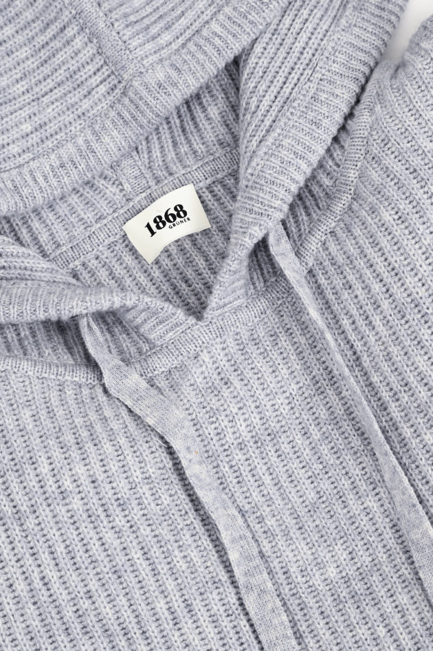 1868 Strick-Hoodie aus Woll-Cashmere-Mix in Grau