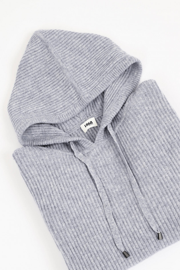1868 Strick-Hoodie aus Woll-Cashmere-Mix in Grau