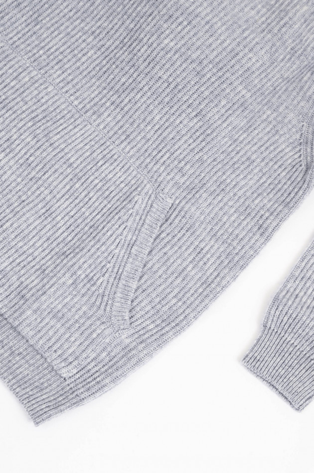 1868 Strick-Hoodie aus Woll-Cashmere-Mix in Grau