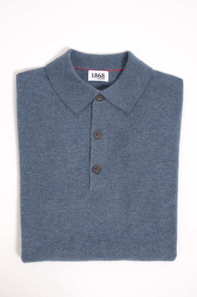 1868 Cashmere Strickpolo in Blau meliert