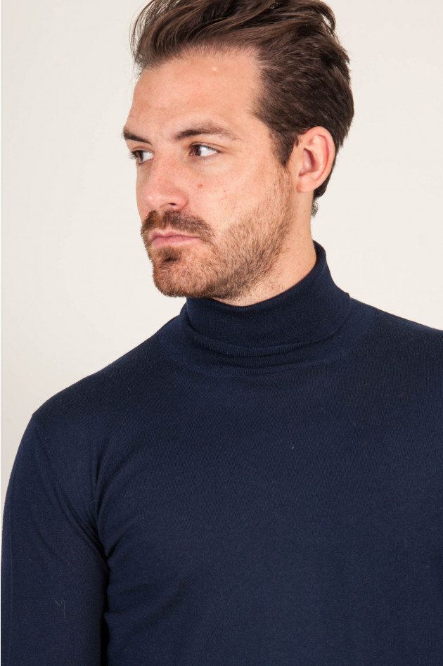 1868 Rollkragenpullover aus Merinowolle in Navy