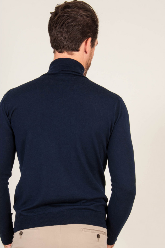 1868 Rollkragenpullover aus Merinowolle in Navy