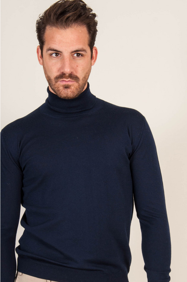 1868 Rollkragenpullover aus Merinowolle in Navy