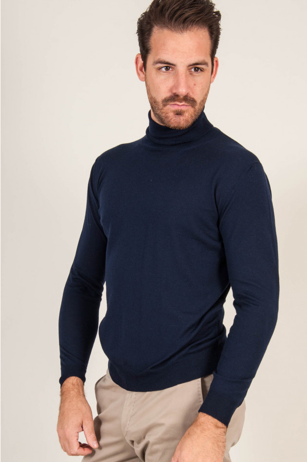 1868 Rollkragenpullover aus Merinowolle in Navy