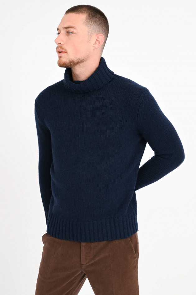 1868 Rollkragen-Strickpullover aus Cashmere in Navy