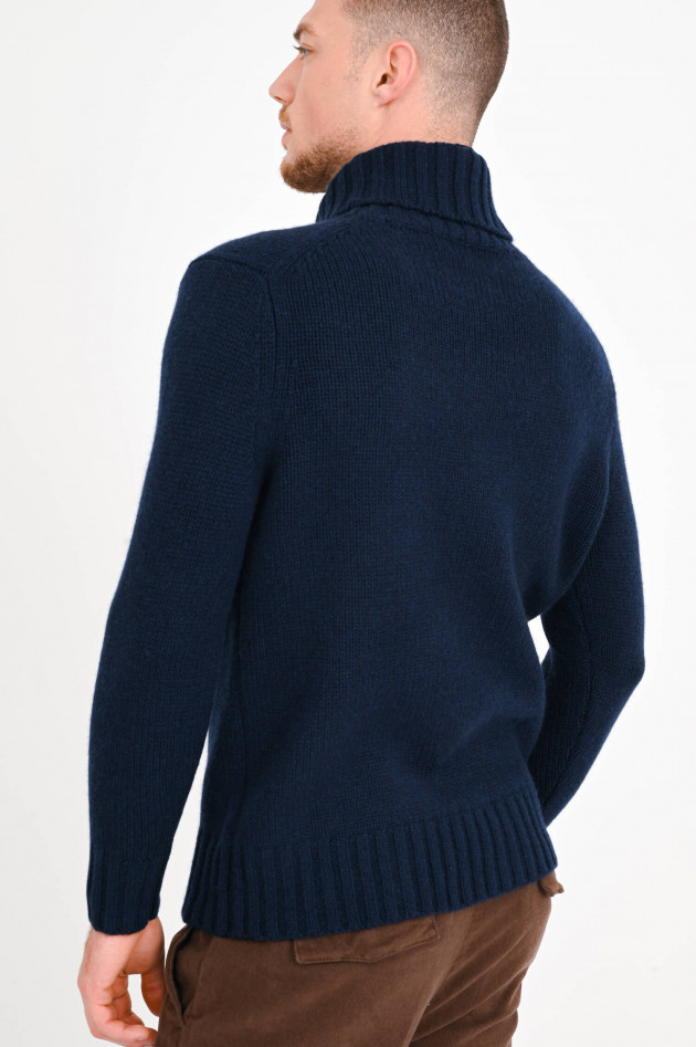 1868 Rollkragen-Strickpullover aus Cashmere in Navy