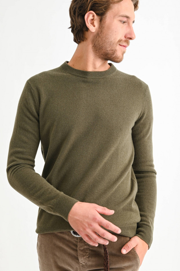 1868 Cashmere Pullover mit Rundhals in Oliv