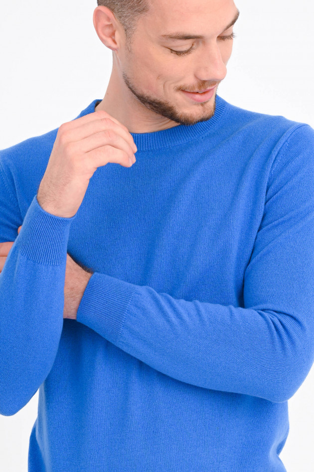 1868 Rundhals-Pullover aus Cashmere in Mittelblau