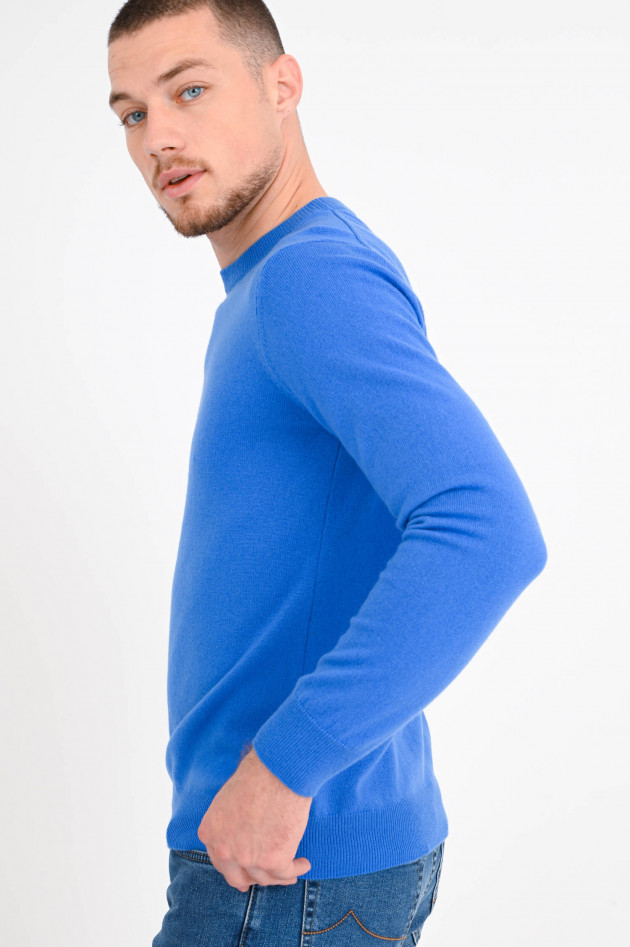 1868 Rundhals-Pullover aus Cashmere in Mittelblau