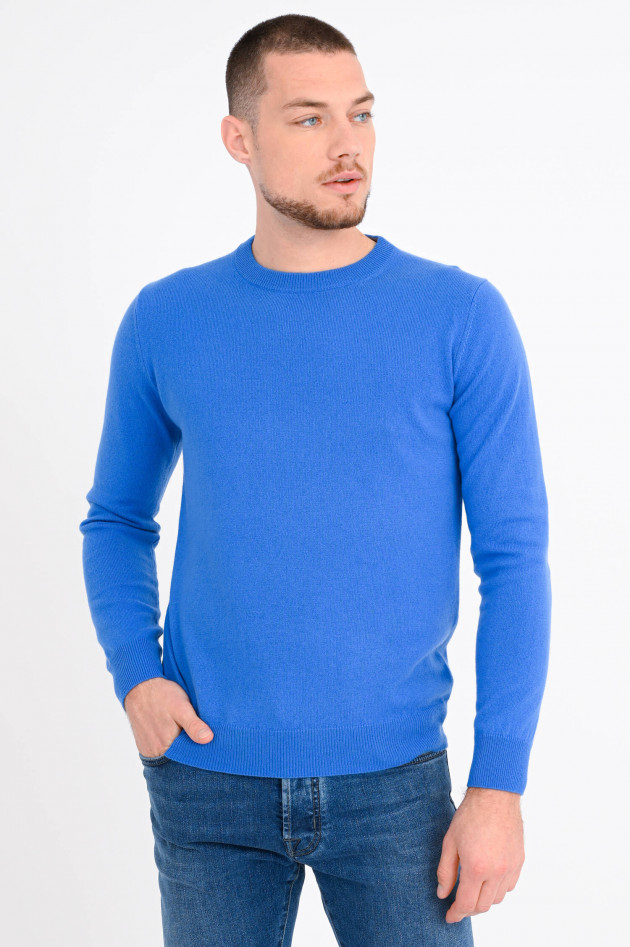 1868 Rundhals-Pullover aus Cashmere in Mittelblau