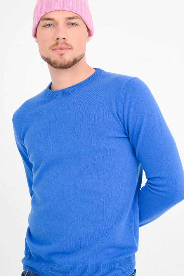 1868 Rundhals-Pullover aus Cashmere in Mittelblau