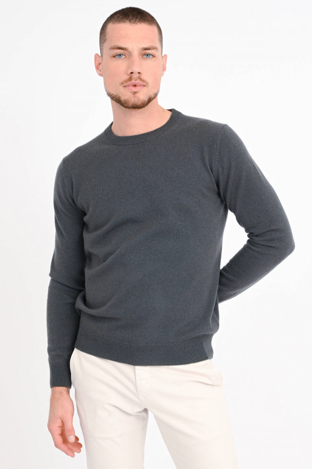 1868 Rundhals-Pullover aus Cashmere in Olivgrau