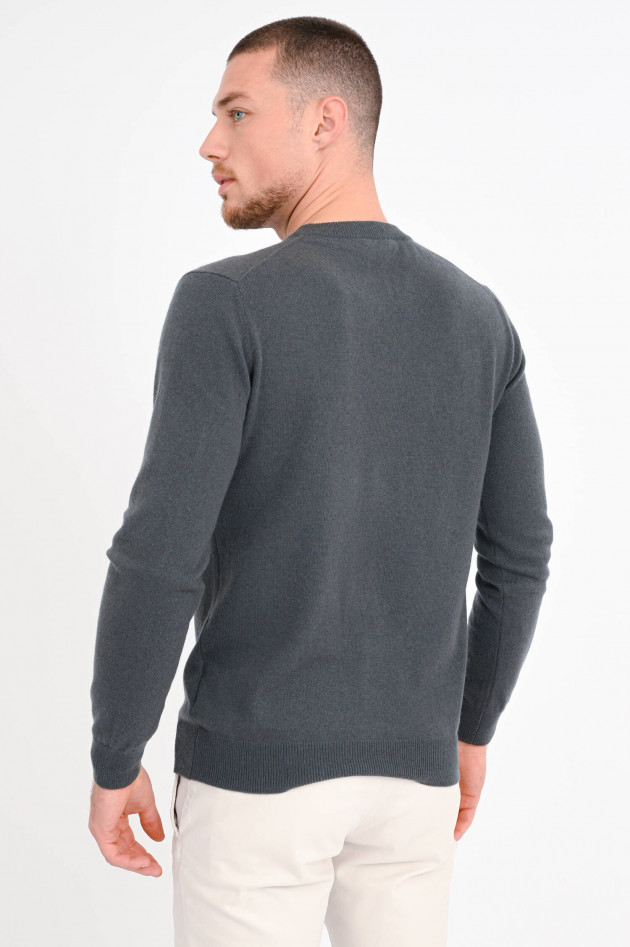 1868 Rundhals-Pullover aus Cashmere in Olivgrau