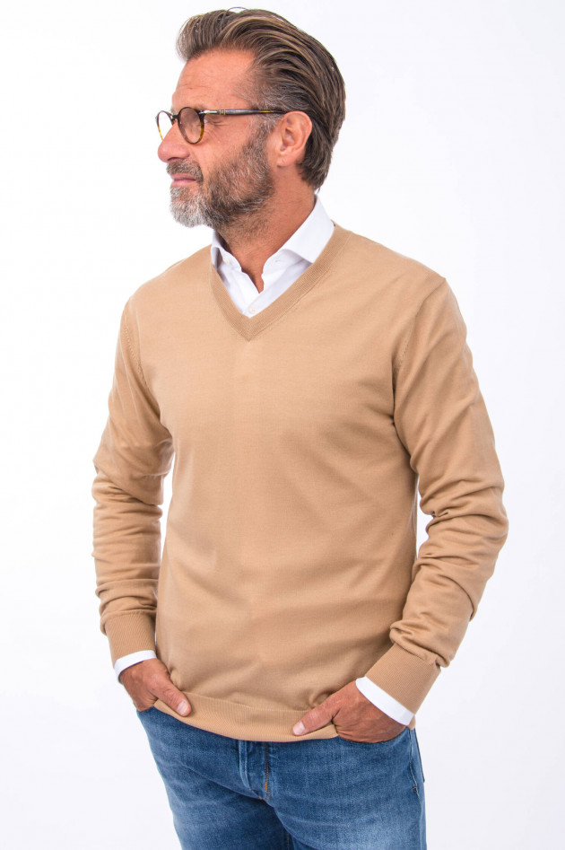 1868 Wollpullover V-Neck in Taupe