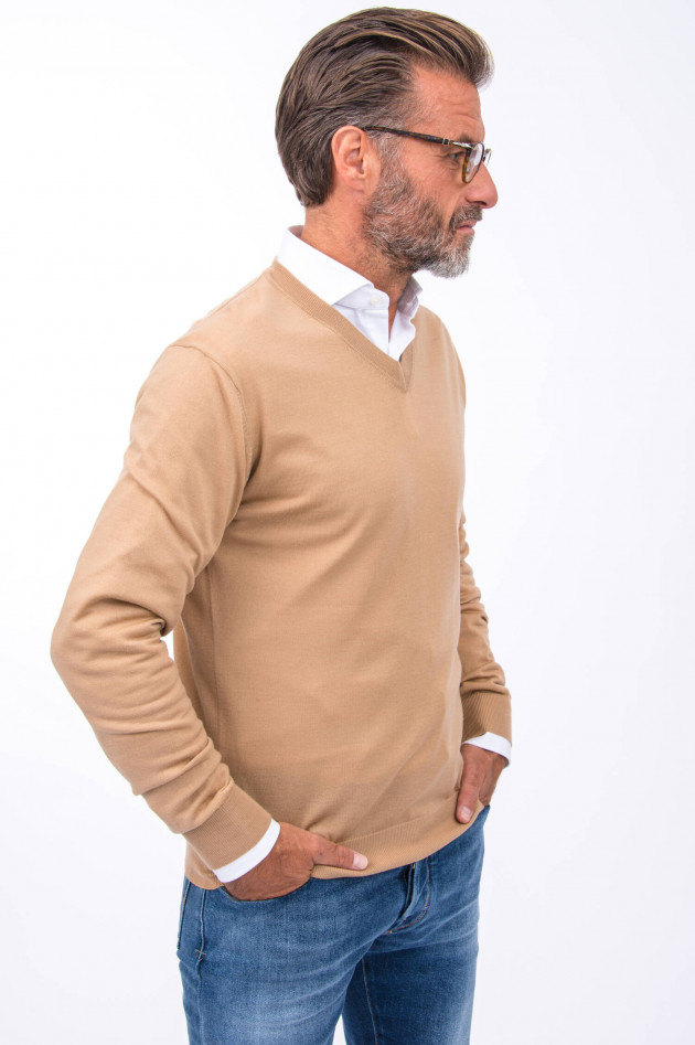 1868 Wollpullover V-Neck in Taupe