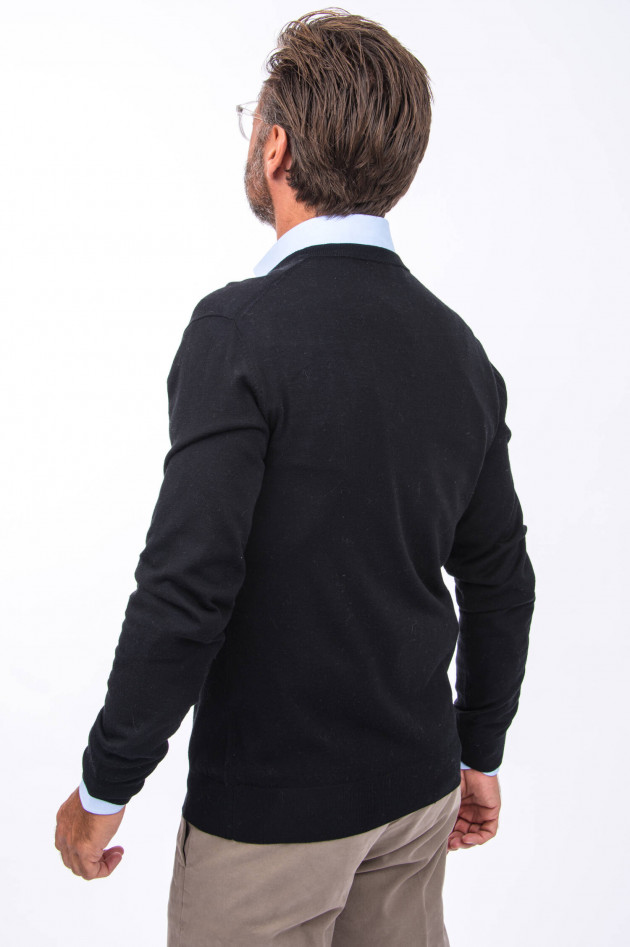 1868 Wollpullover V-Neck in Schwarz