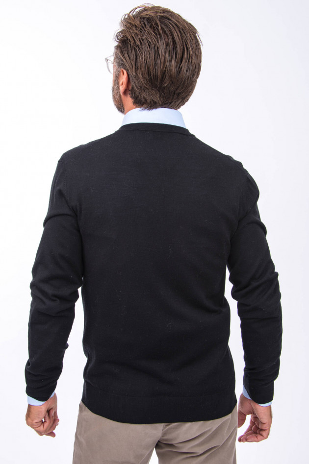 1868 Wollpullover V-Neck in Schwarz