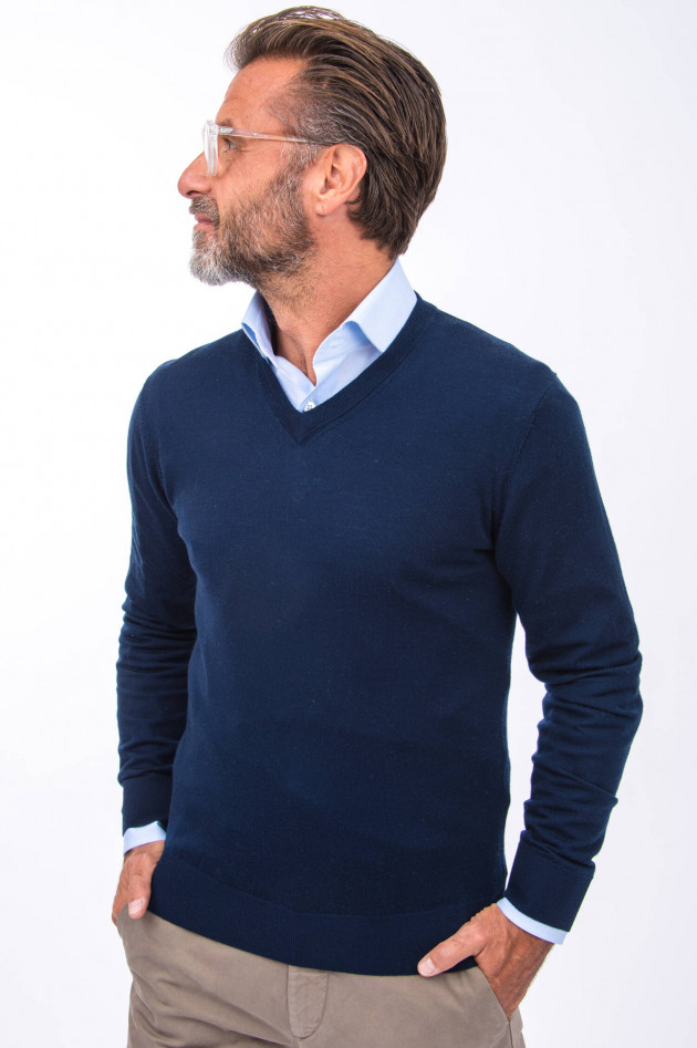 1868 Wollpullover V-Neck in Navy