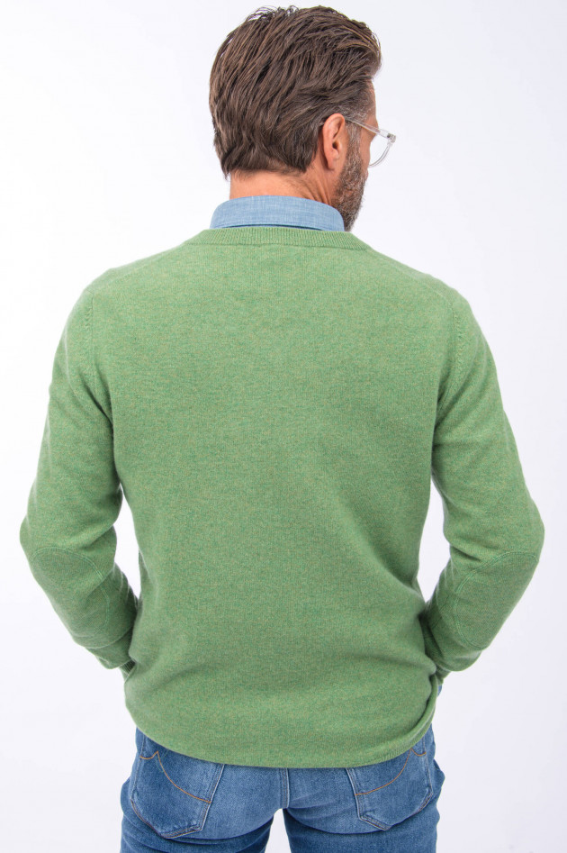 1868 Cashmere Pullover V-Neck in Grün meliert