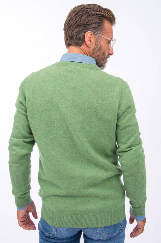 1868 Cashmere Pullover V-Neck in Grün meliert