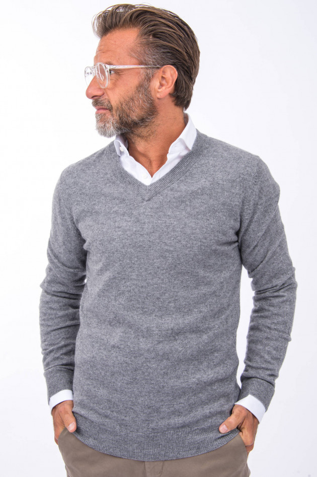 1868 Cashmere Pullover V-Neck in Anthrazit