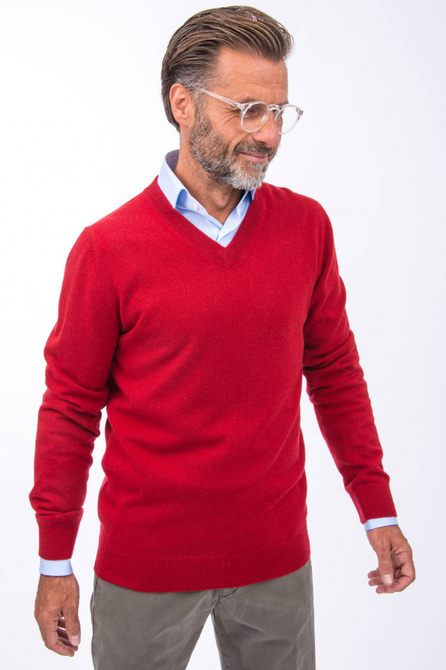 1868 Cashmere Pullover V-Neck in Rot