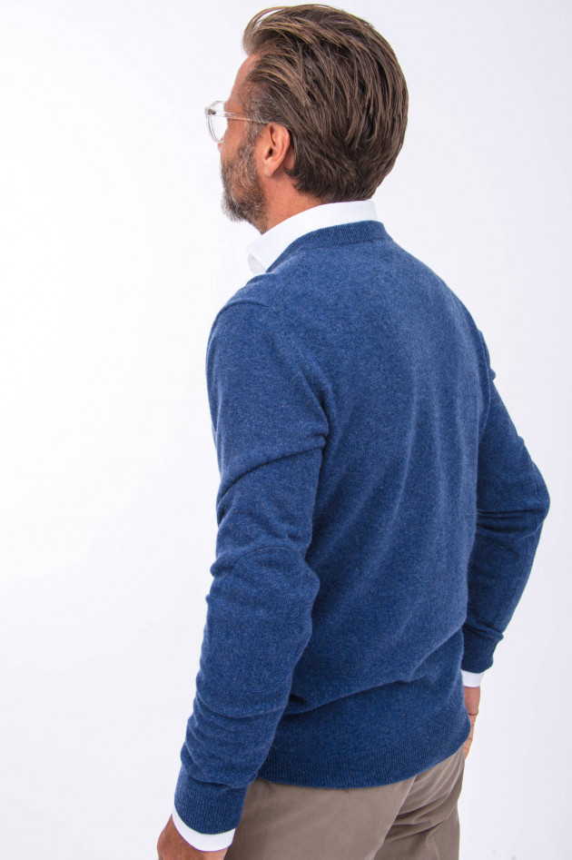 1868 Cashmere Pullover V-Neck in Jeansblau