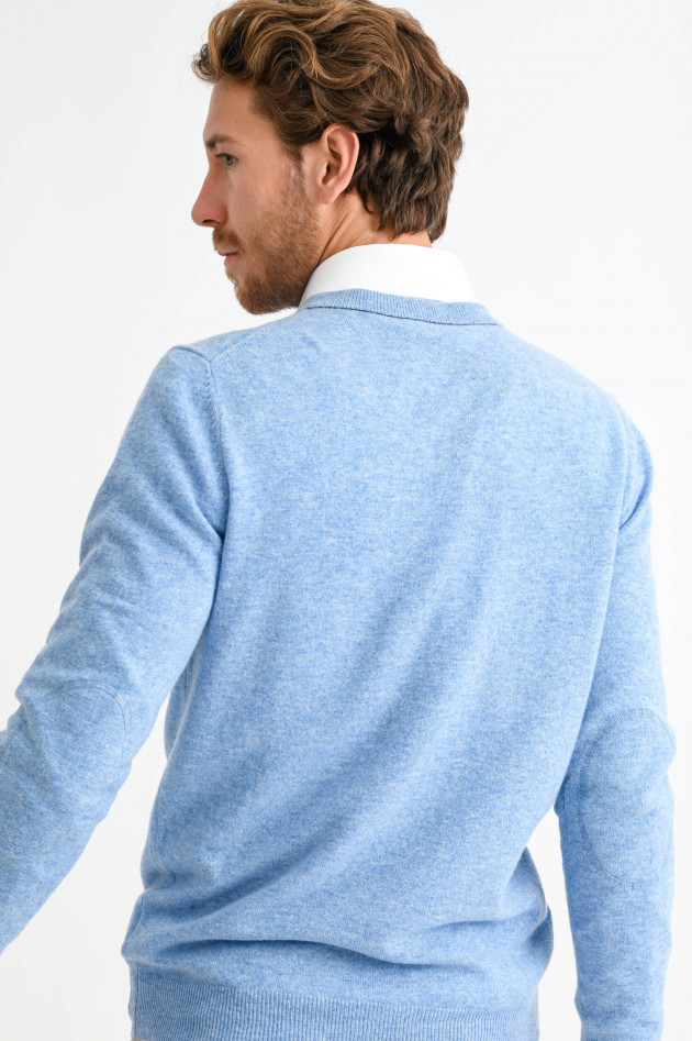 1868 Cashmere Pullover mit V-Neck in Hellblau