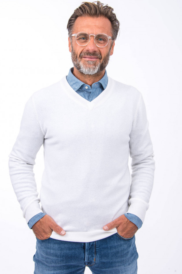 1868 Cashmere Pullover V-Neck in Weiß